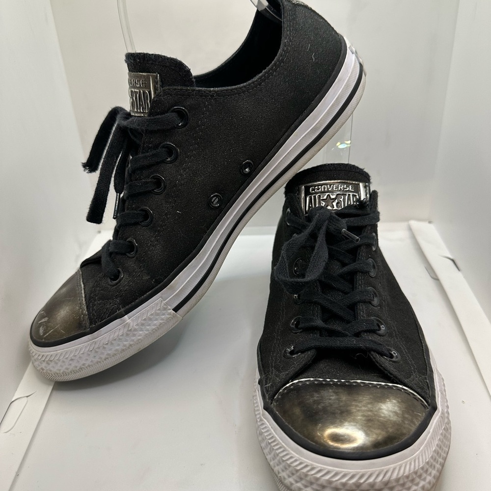 Converse Black and Silver Sneakers with Canvas Material - Picture 2 of 6